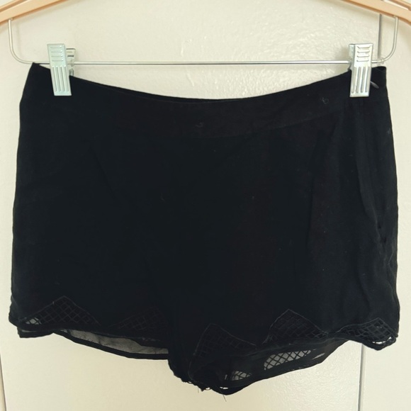 Kimchi Blue Women Black Small Shorts w/ Triangle Mesh Cutouts - Picture 2 of 7